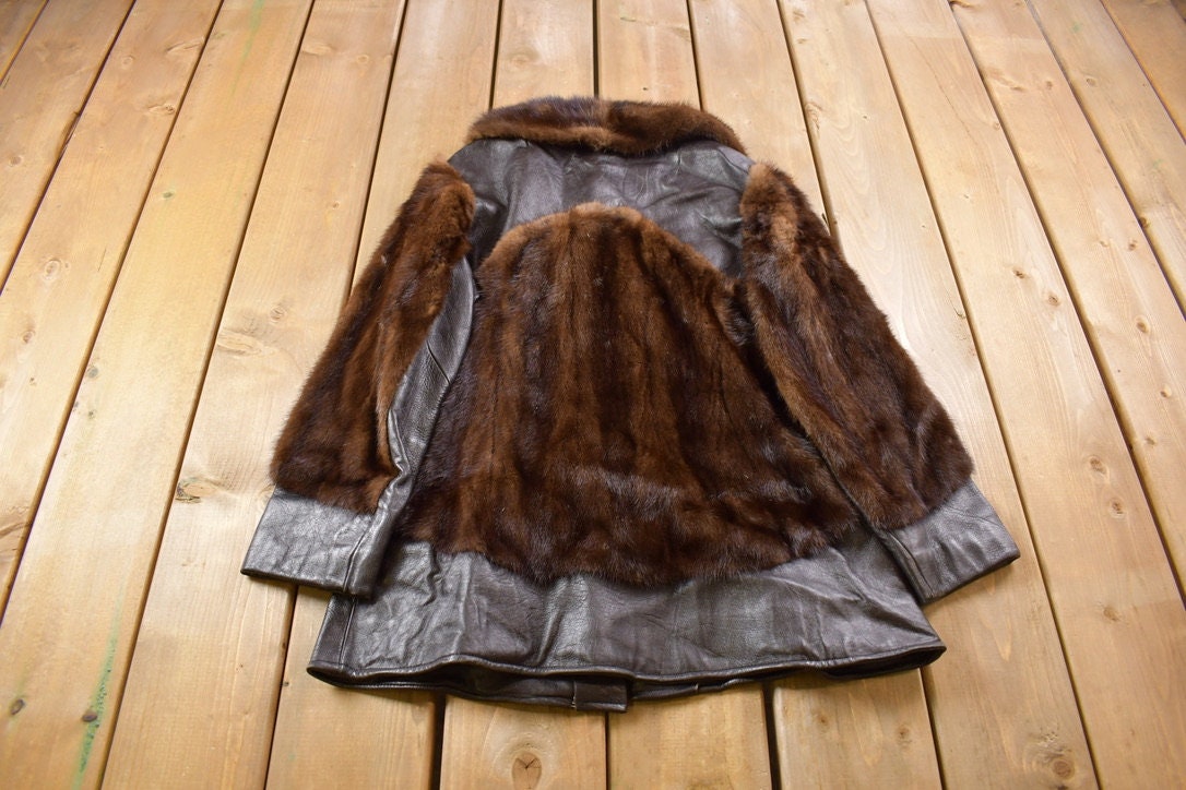 Vintage 1980's Joseph's Fur Salon Leather Paneled Chestnut Mink Fur Coat