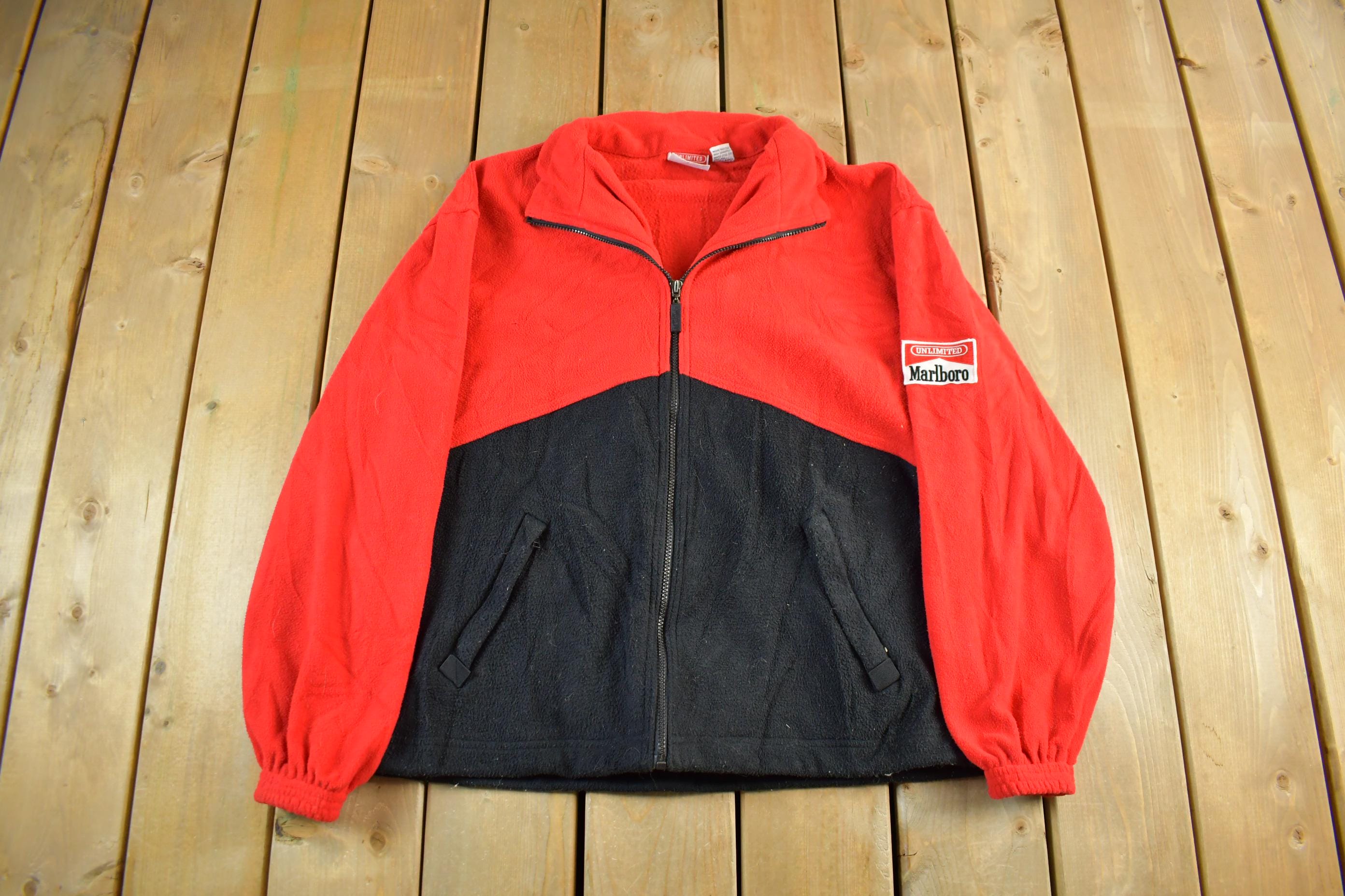 Vintage 1990s Marlboro Fleece Zip Up Sweater Men's M-L