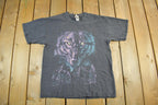 Vintage 1990s Wolf All Over Print Graphic T-Shirt Men's Large
