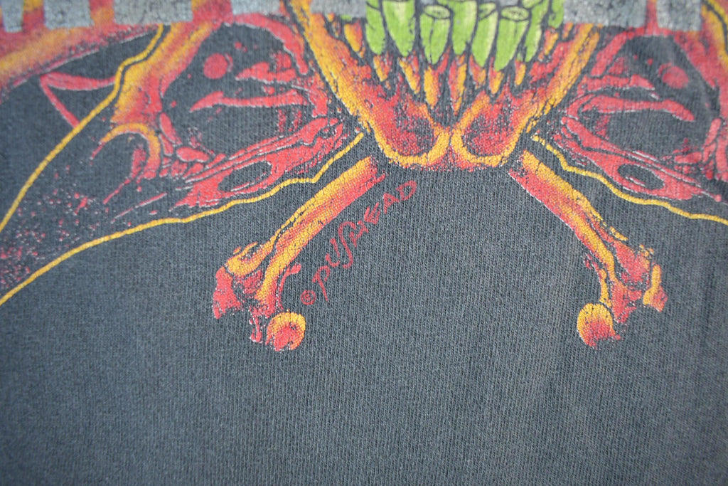 Vintage 1997 Metallica Pushhead Flaming Yin Yang Head Rebel Band T-Shirt Men's XL