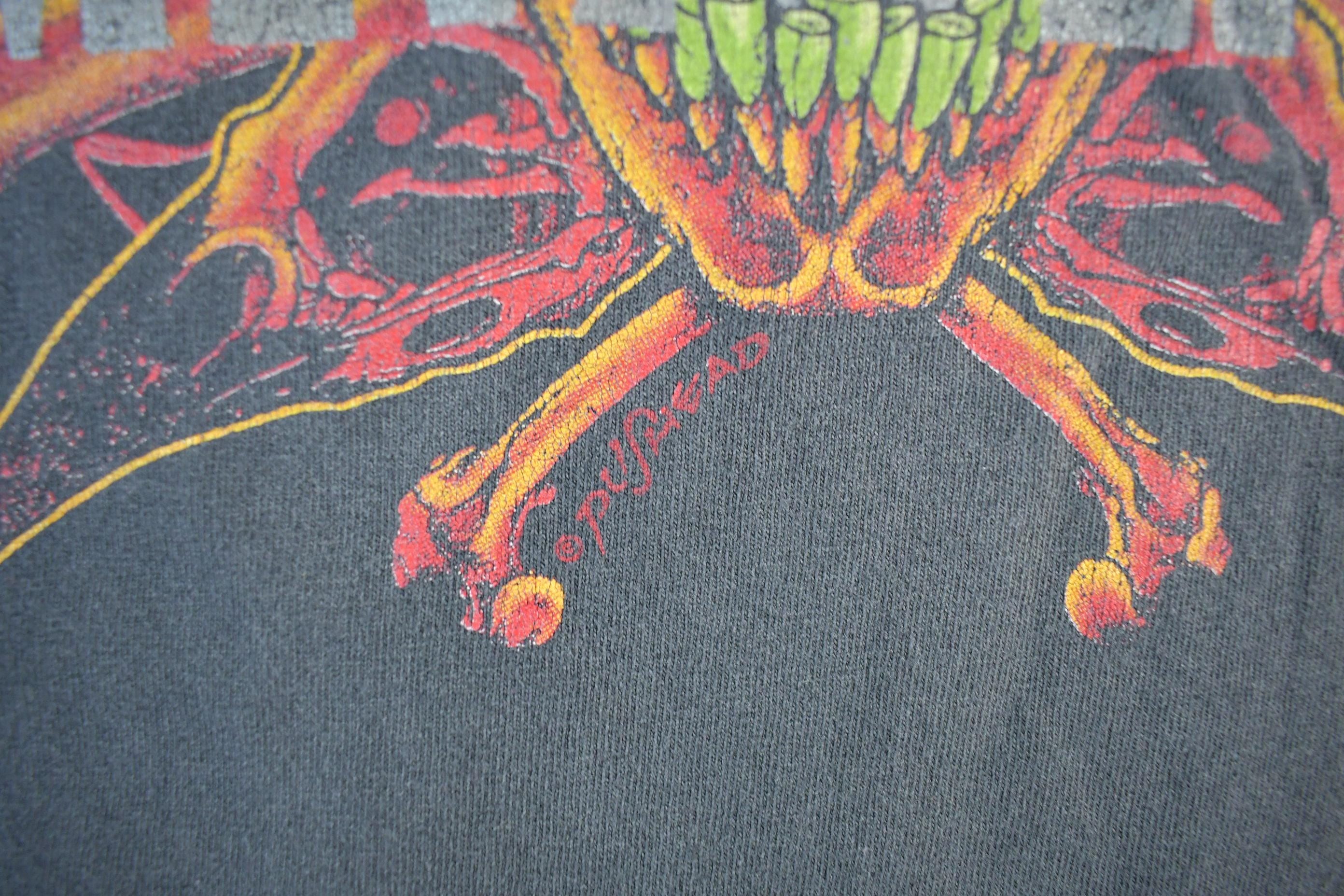 Vintage 1997 Metallica Pushhead Flaming Yin Yang Head Rebel Band T-Shirt Men's XL