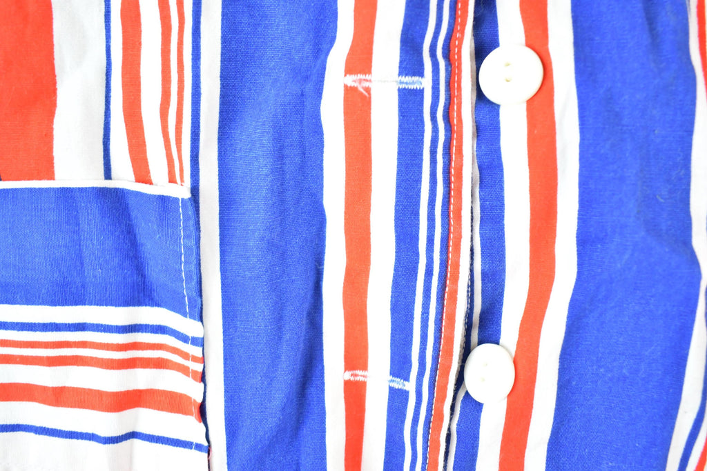 Vintage 1960s Striped Button Up Sleeveless Shirt Women's XS