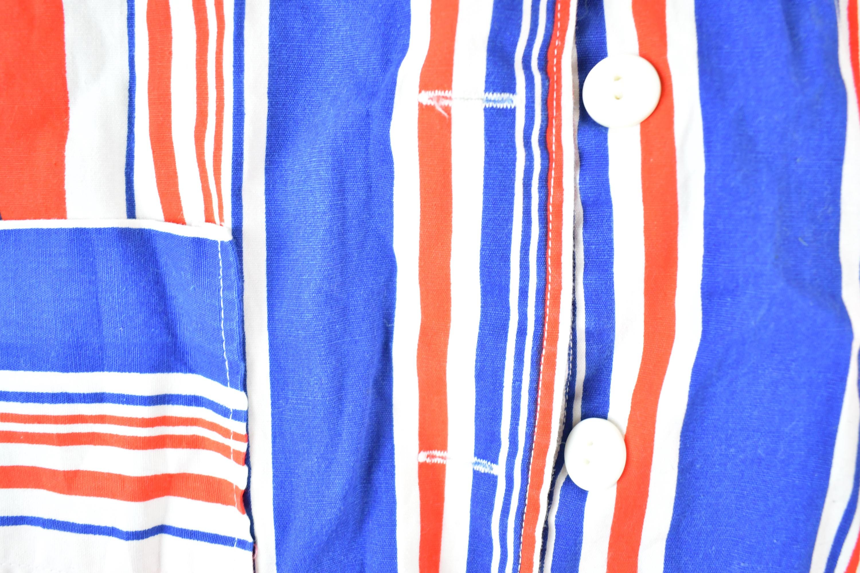 Vintage 1960s Striped Button Up Sleeveless Shirt Women's XS