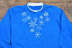 Vintage 1990s Snowflake Crewneck , Winter Nature Print Sweatshirt , Grandma Style Pullover Sweatshirt , Streetwear + Retro Style