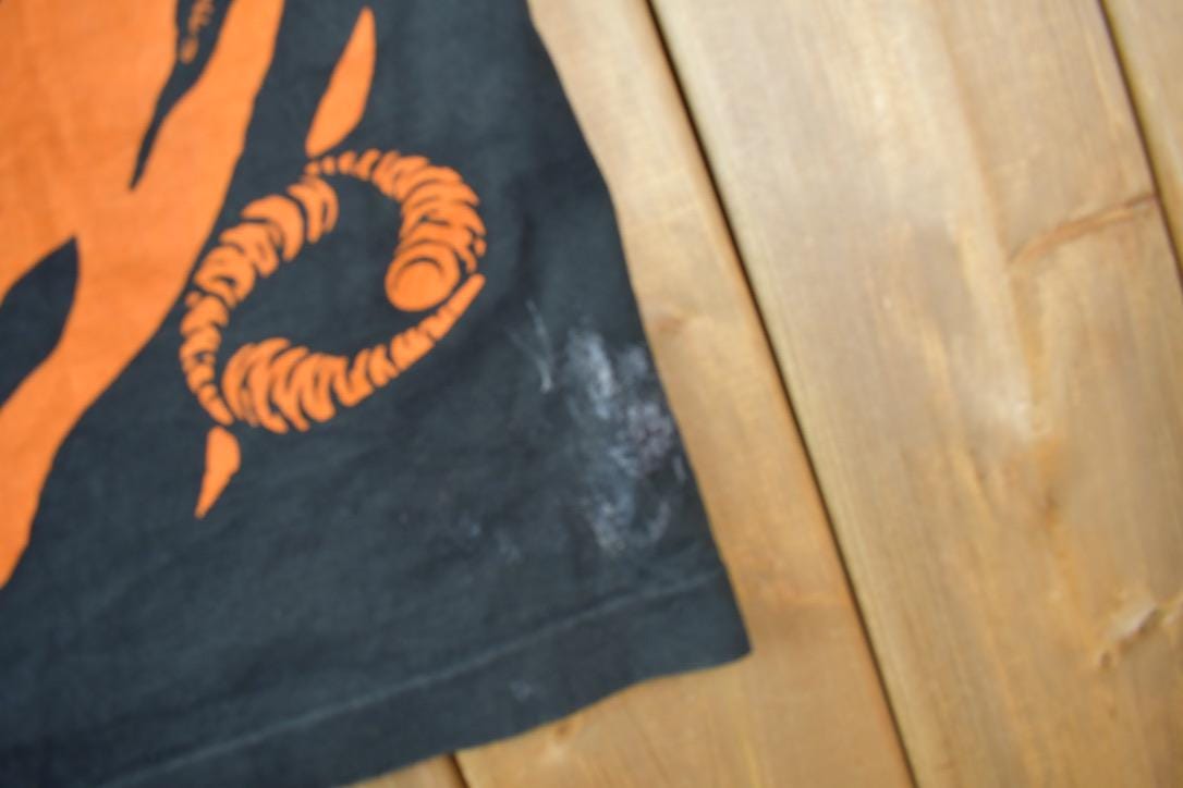 Vintage 1995 Tiger Theme All Over Print Liquid Blue Double Sided Graphic T-Shirt