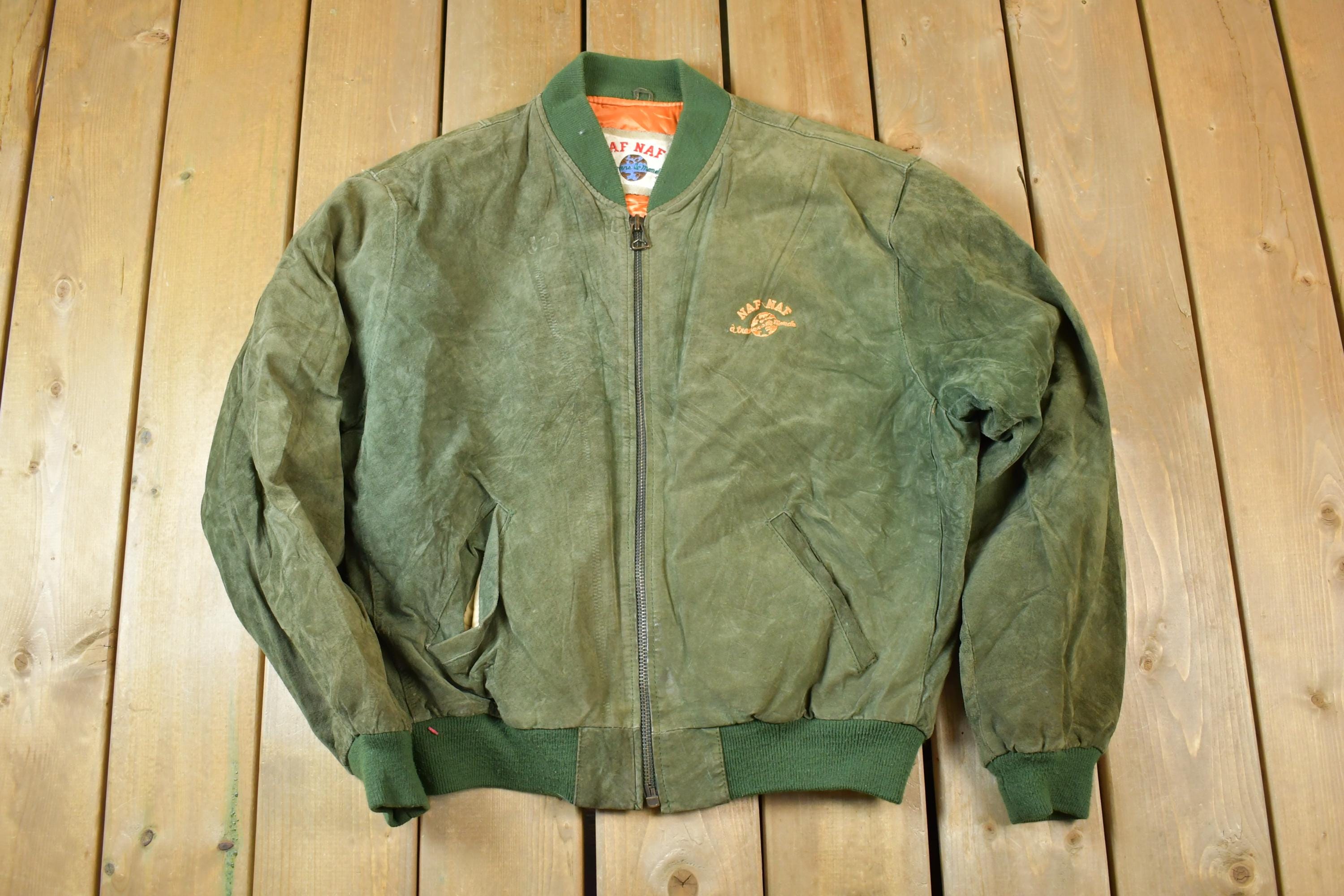 Vintage 1990s NAF Leather Bomber Jacket Made In USA