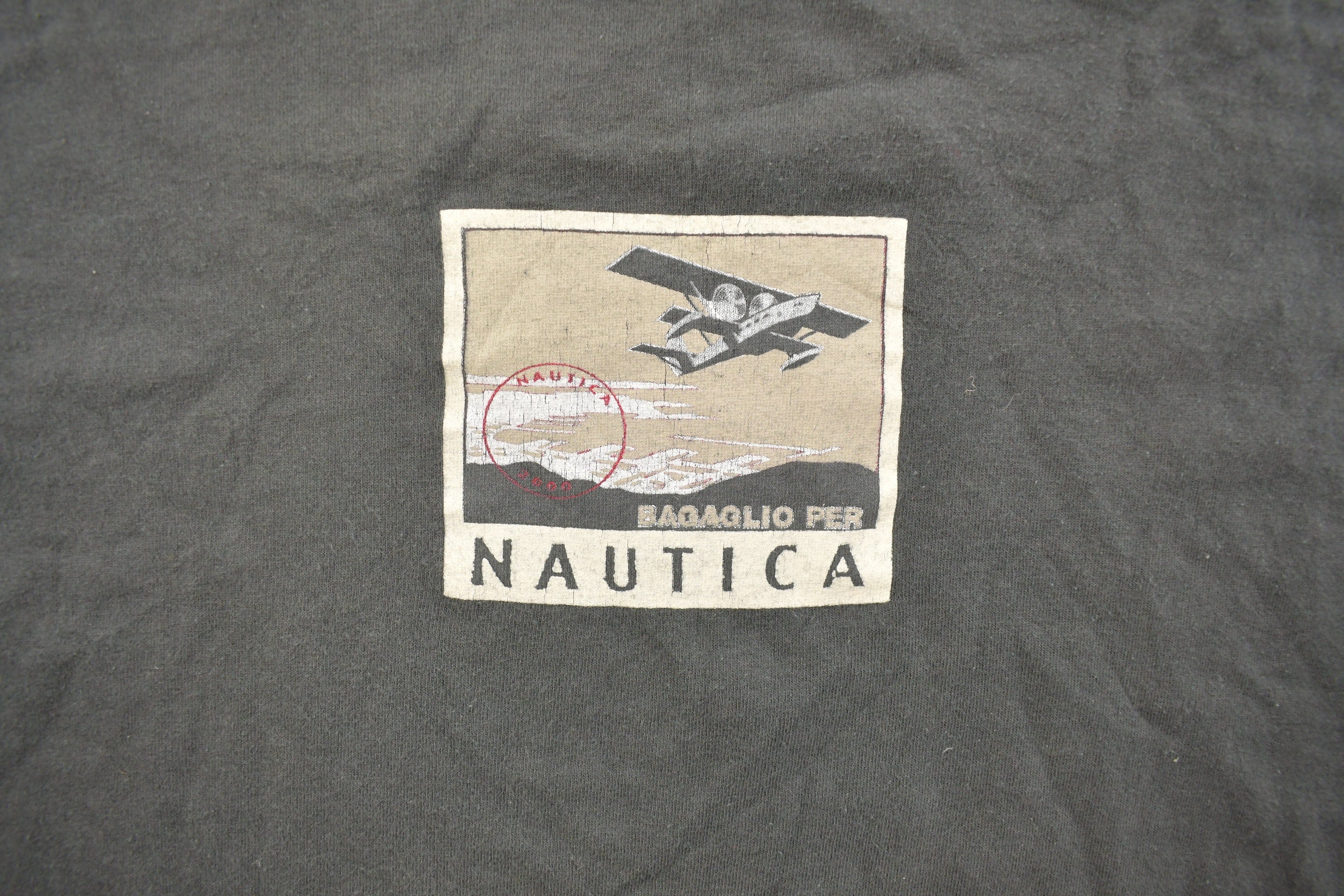 Vintage 1990s Nautica Plane Graphic T Shirt / Vintage T Shirt / Streetwear / Graphic Tee / Made In USA