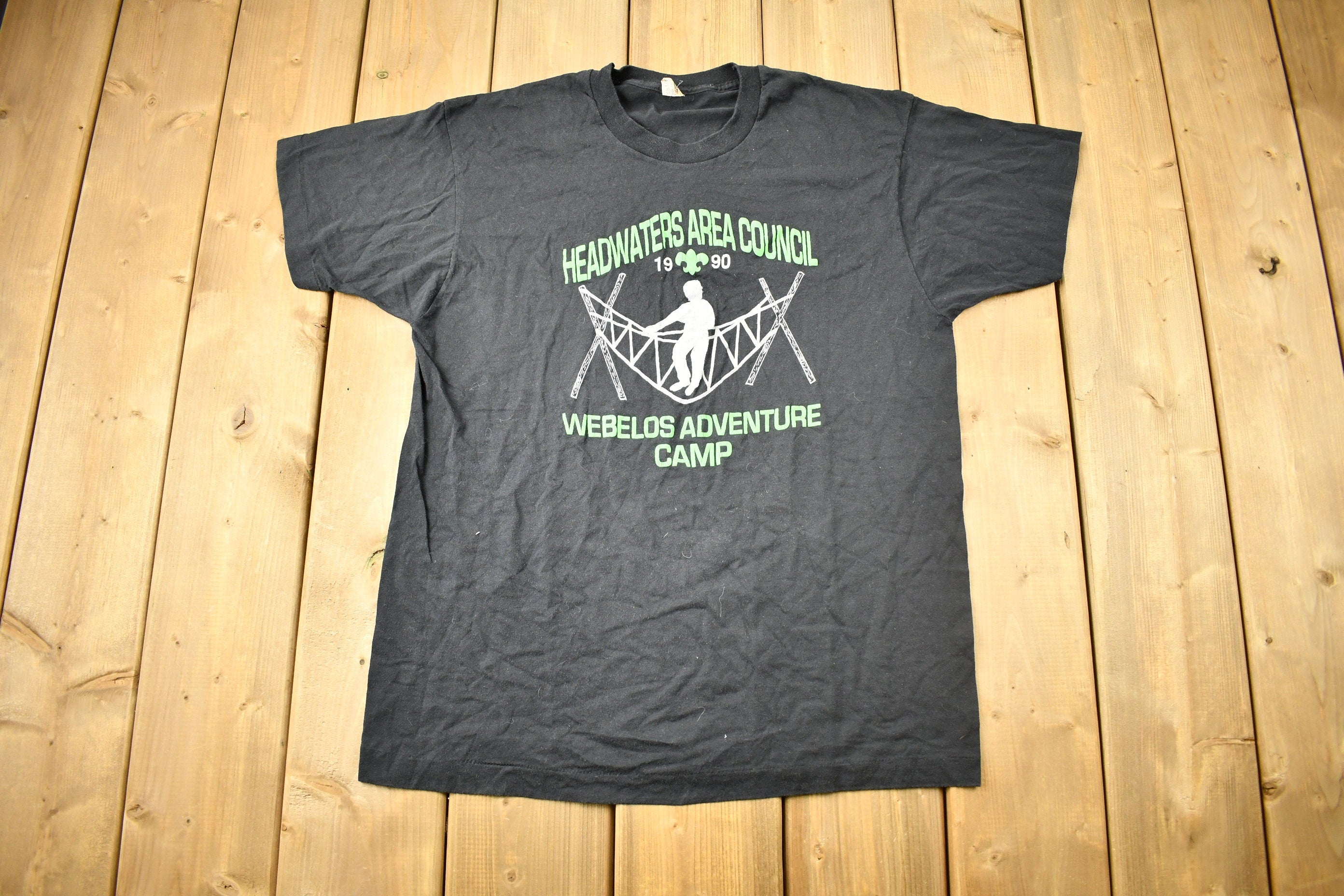 Vintage 1990 Headwaters Area Council Webelos Adventure Camp T-Shirt