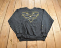 Vintage 1990s Random Abstract Design Embroidered Crewneck Sweatshirt Made In USA