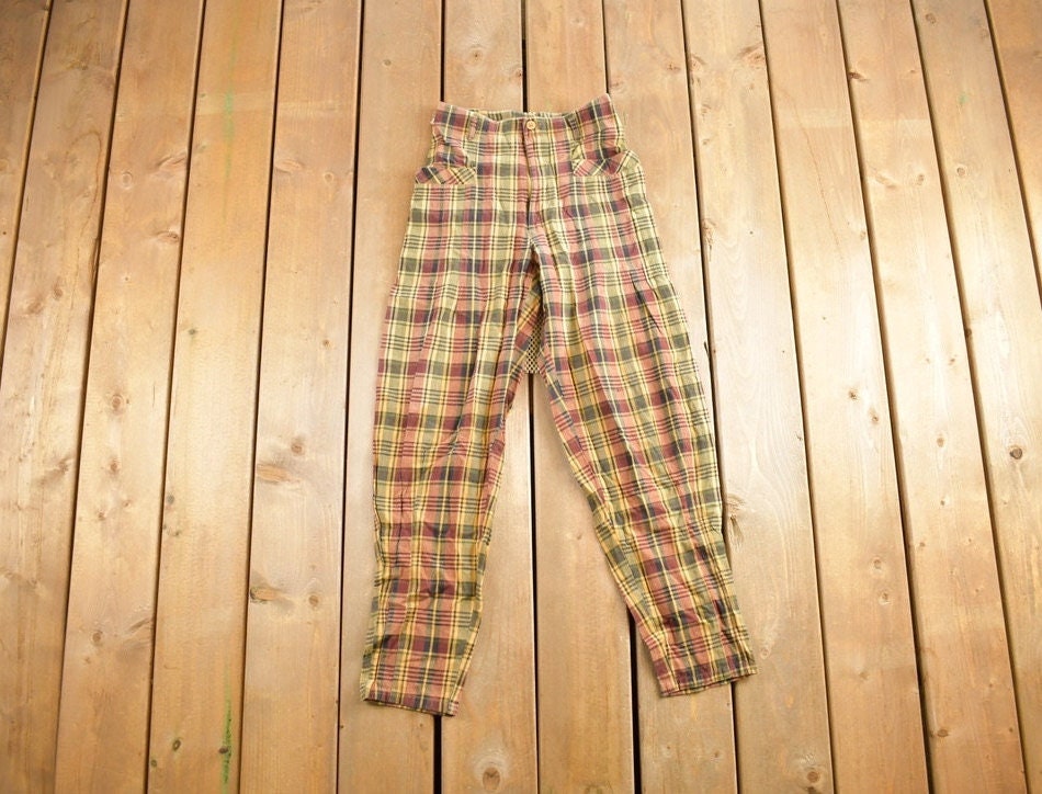 Vintage 1980s EOC By Freego Plaid Pants Size 27x27