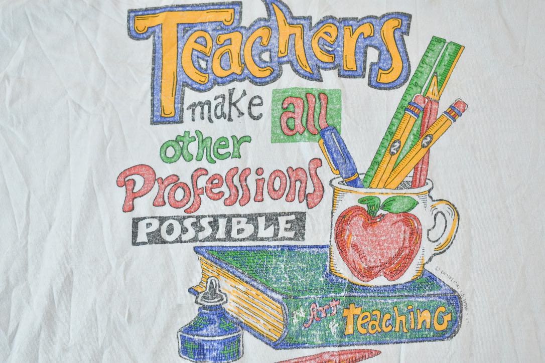 Vintage 1990s Teachers Cartoon Single Stitch T-Shirt