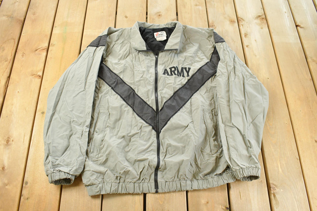 Vintage 1990s Army Fitness Windbreaker Jacket Men's Large Long
