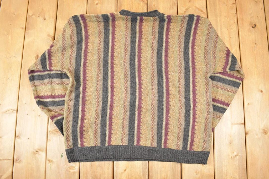 Vintage 1990s JJ Farmer Wool Knit V Neck Sweater Men's XL