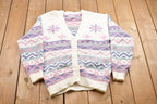 Vintage 1990s Gina Peters Knitted Abstract Pattern Cardigan Sweater