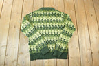 Vintage 1970s ST Leger Argyle Knit Abstract Pattern Crewneck Sweater