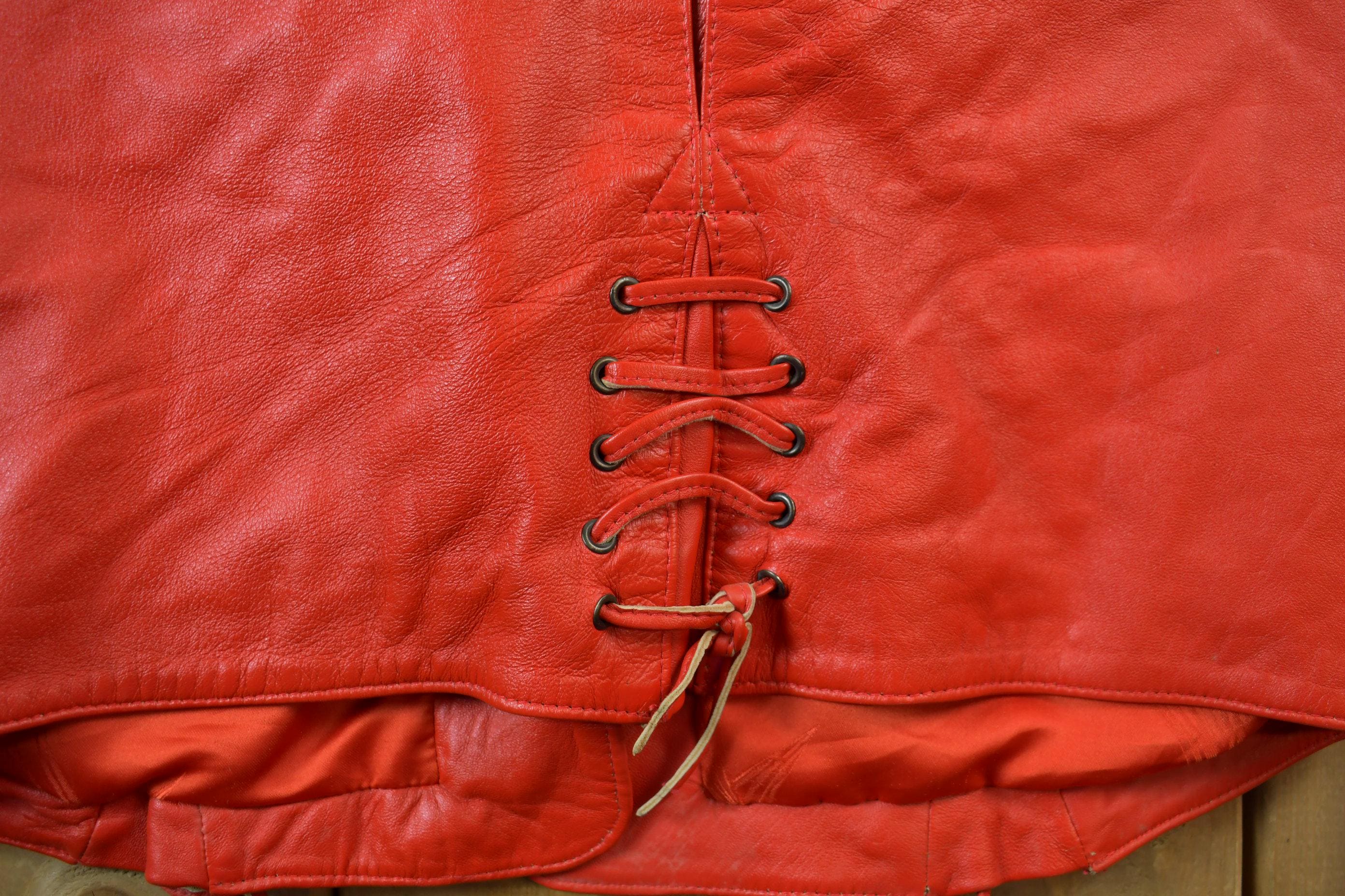 Vintage 1980s Womens Leather Braid Stud Biker Jacket