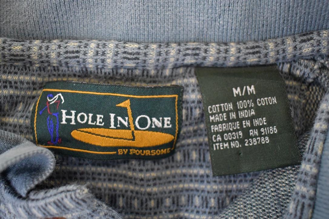 Vintage 1990s Hole In One Striped Quarter Button Shirt Men's L