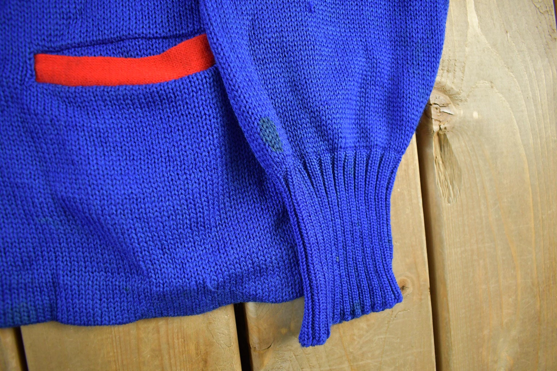 Vintage 1940s Escort Collegiate Sportswear Wool Knit Cardigan Sweater Men's Medium