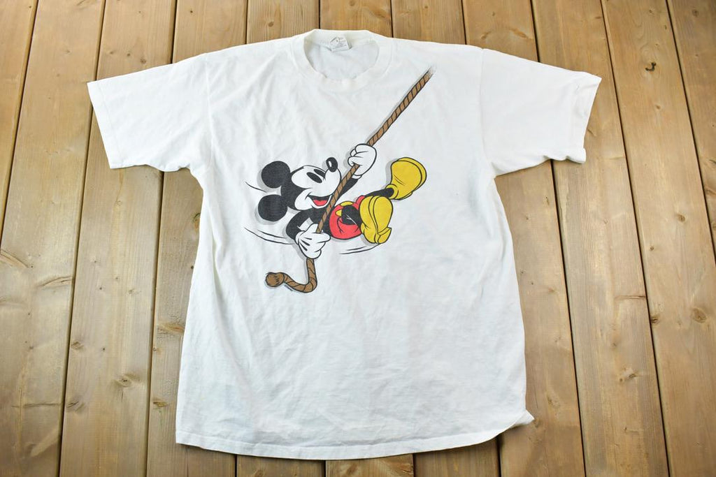 Vintage 1990s Mickey Mouse On A Rope Disney FAB Cartoon Promo T-Shirt