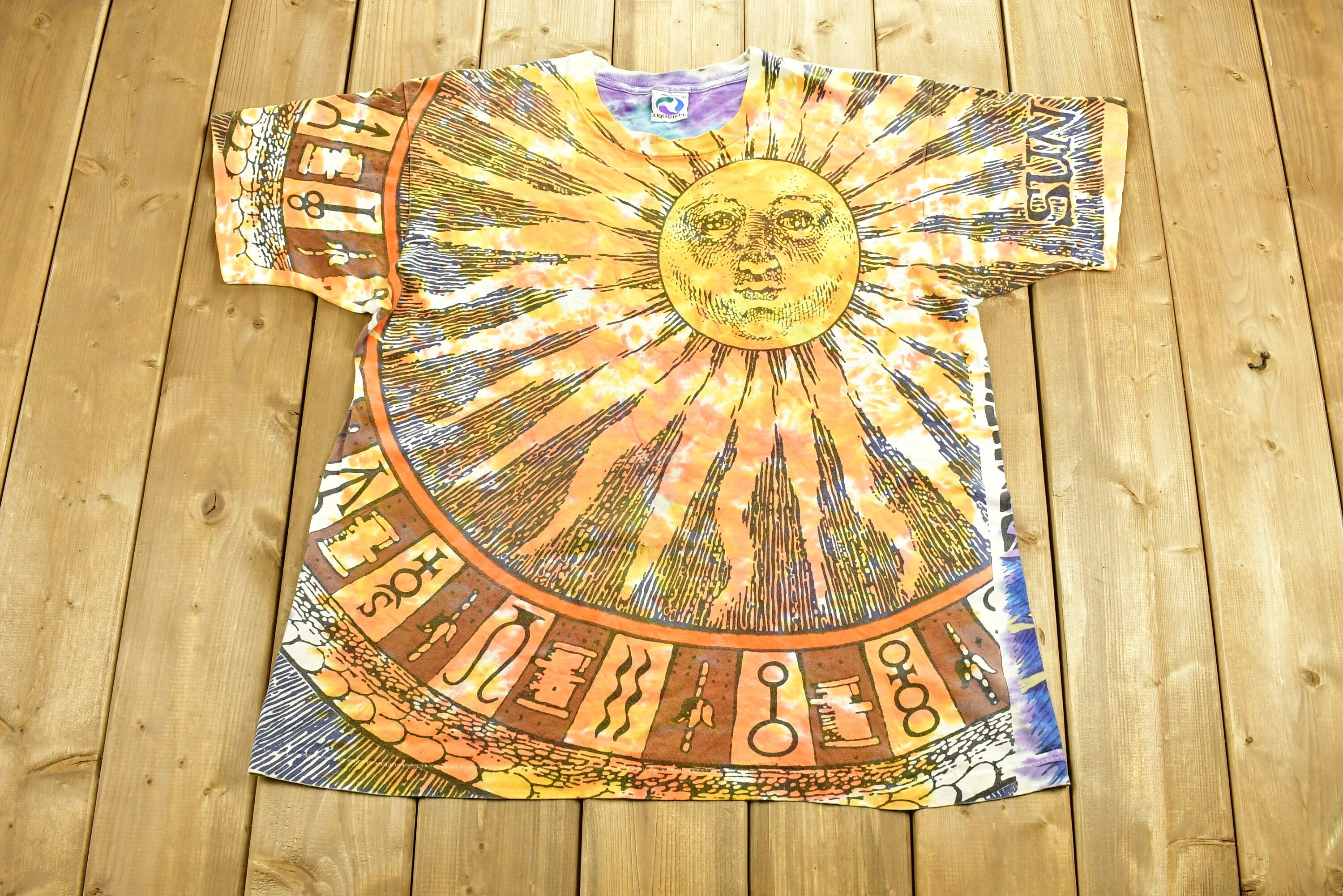 Vintage 1992 Liquid Blue Sun & Moon T Shirt