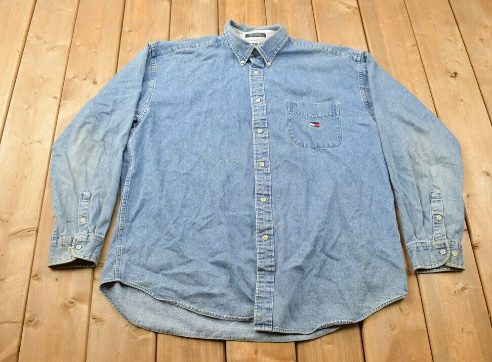 Vintage 1990s Tommy Hilfiger Button Up Denim Shirt