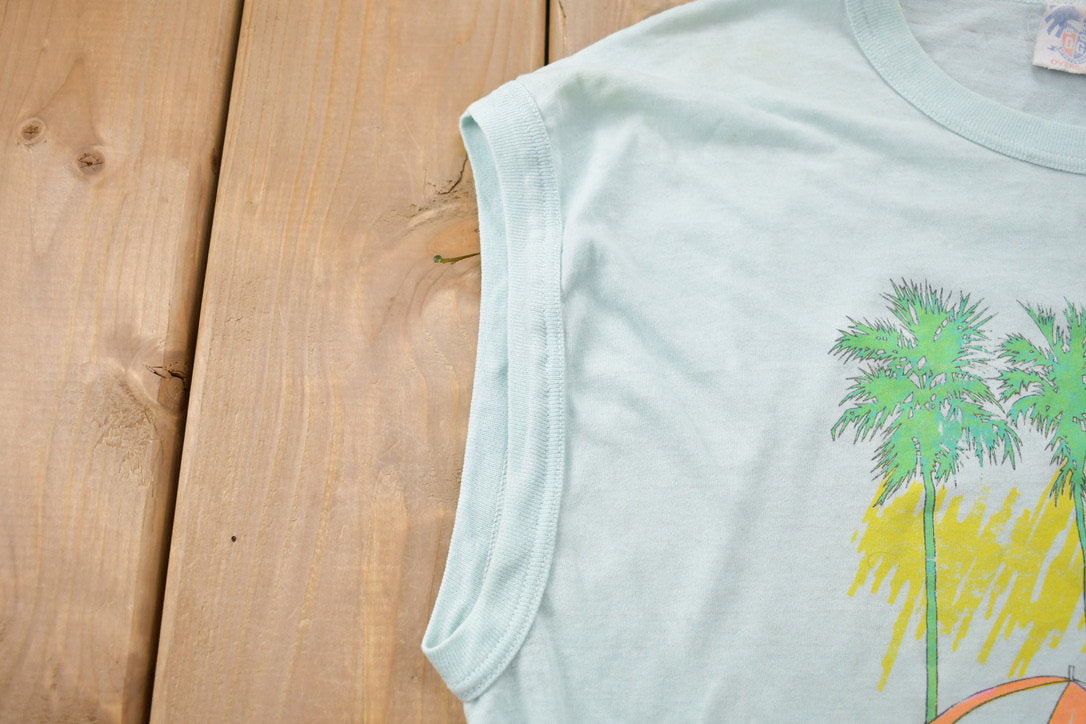 Vintage 1989 Hollywood Beach Graphic Sleeveless T-Shirt