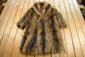 Vintage 1970s Brown Racoon Fur Plaid Lined Coat Men's Large