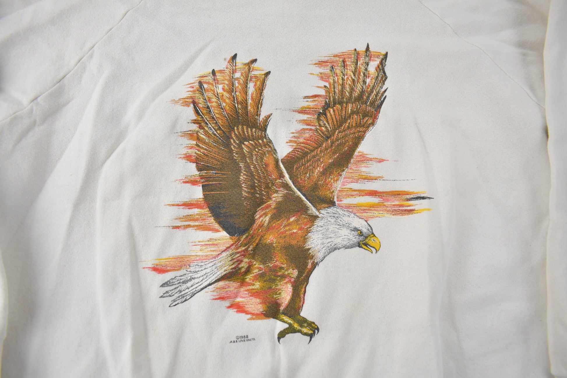 Vintage 1988 American Bald Eagle Graphic Crewneck Sweatshirt / 80s Crewneck / Souvenir / Made In USA / Outdoorsman / Nature Theme
