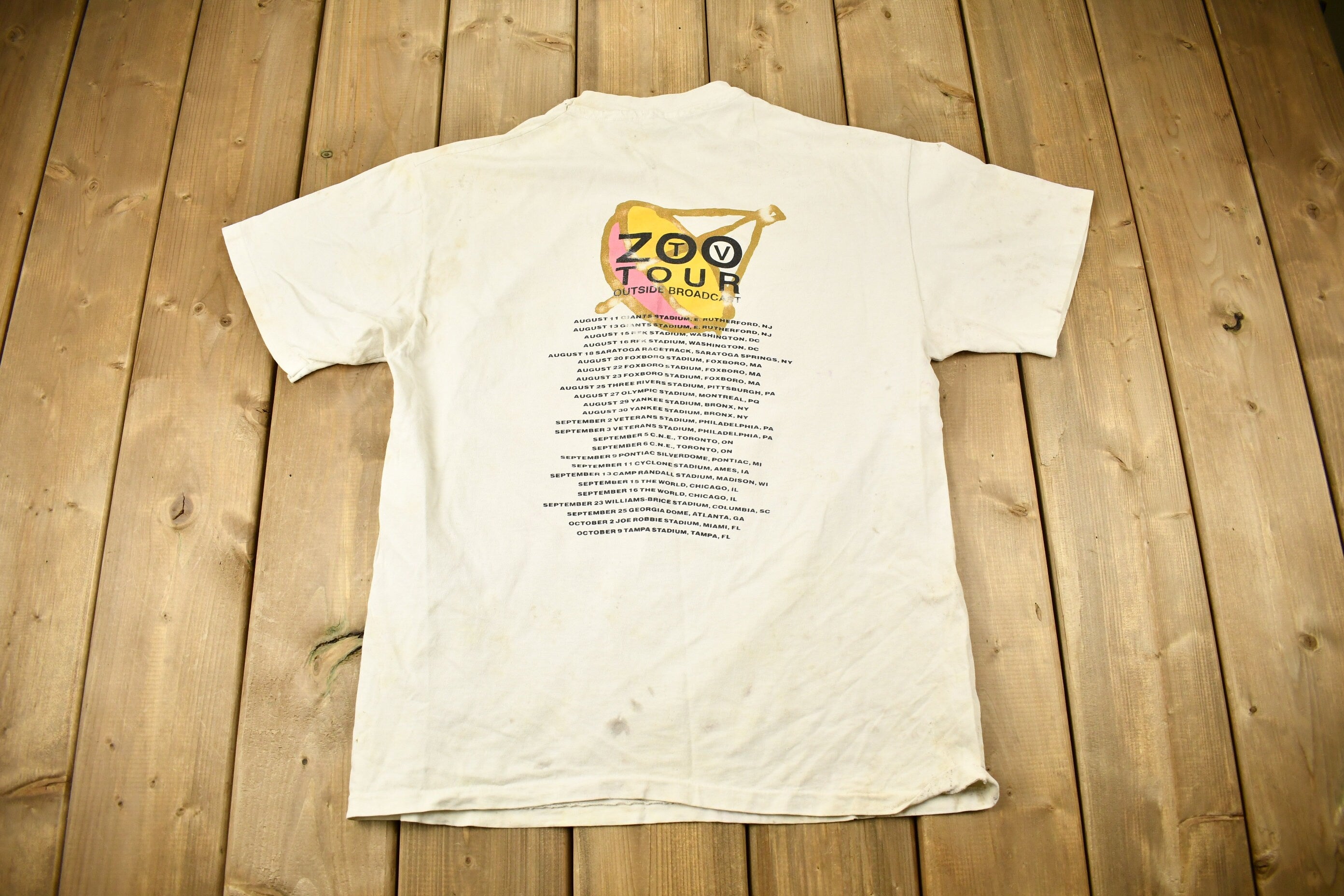 Vintage 1992 U2 Zoo TV Outside Broadcast Tour Band T-shirt