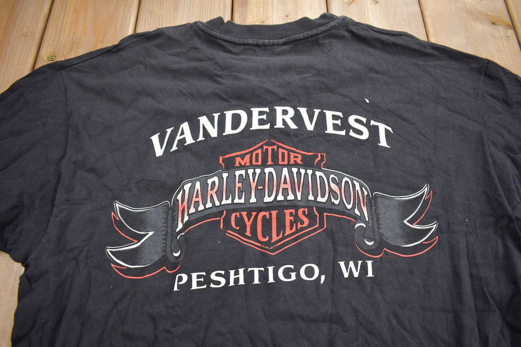 Vintage 1997 Vandervest Harley Davidson Peshtigo WI T-Shirt