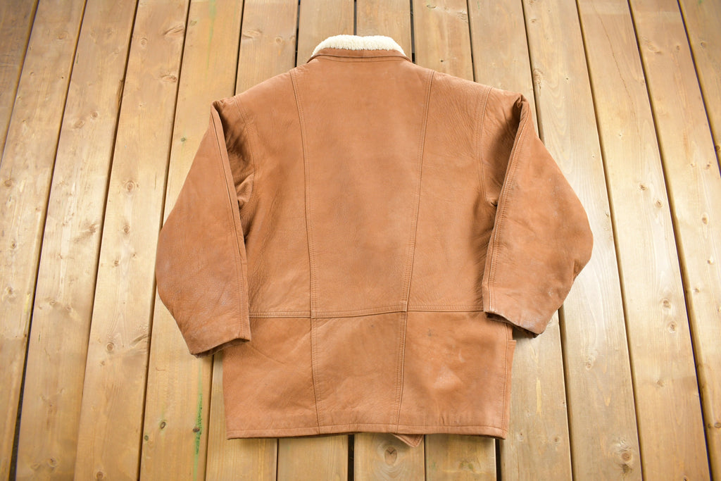 Vintage 1980s Leathertown Leather Sherpa Jacket
