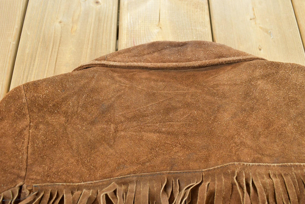Vintage 1960s Suede Leather Western Fringe Jacket Womens M /