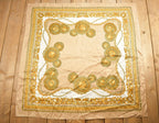 Vintage 1980s Gold Gilded Ornament Pattern Scarf