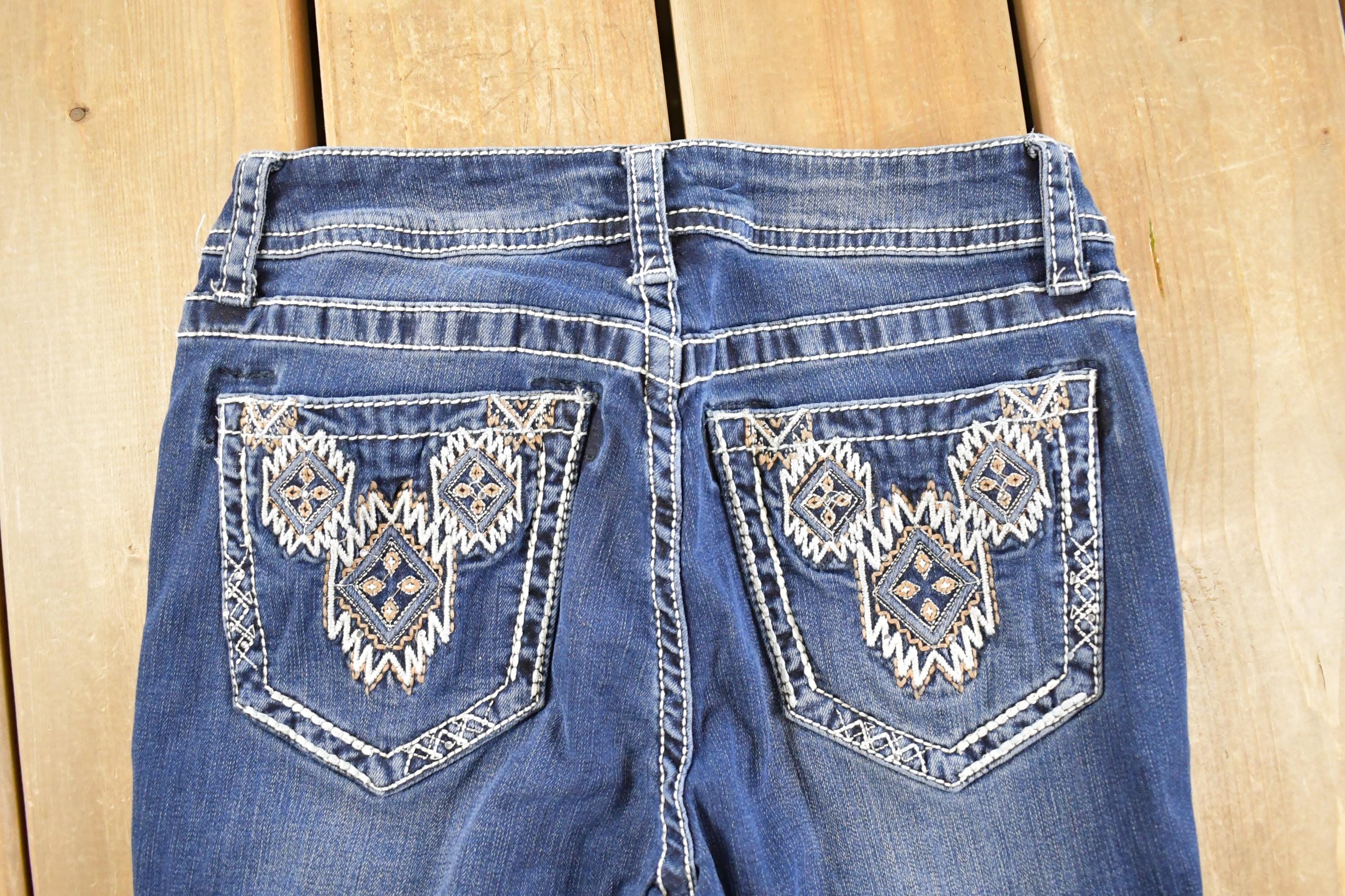 Vintage Deadstock Y2K Grace LA Bedazzled Low Rise Jeans Women's Size 27 x 32