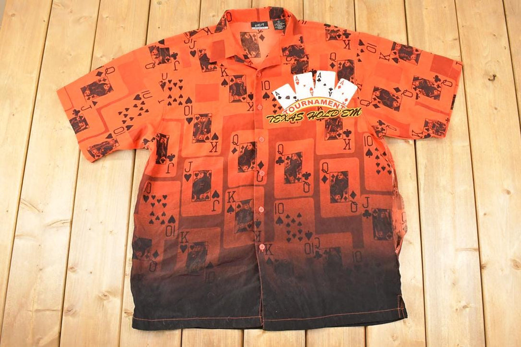 Vintage 1990s Texas Hold Em Abstract Button Up Shirt Men's XL