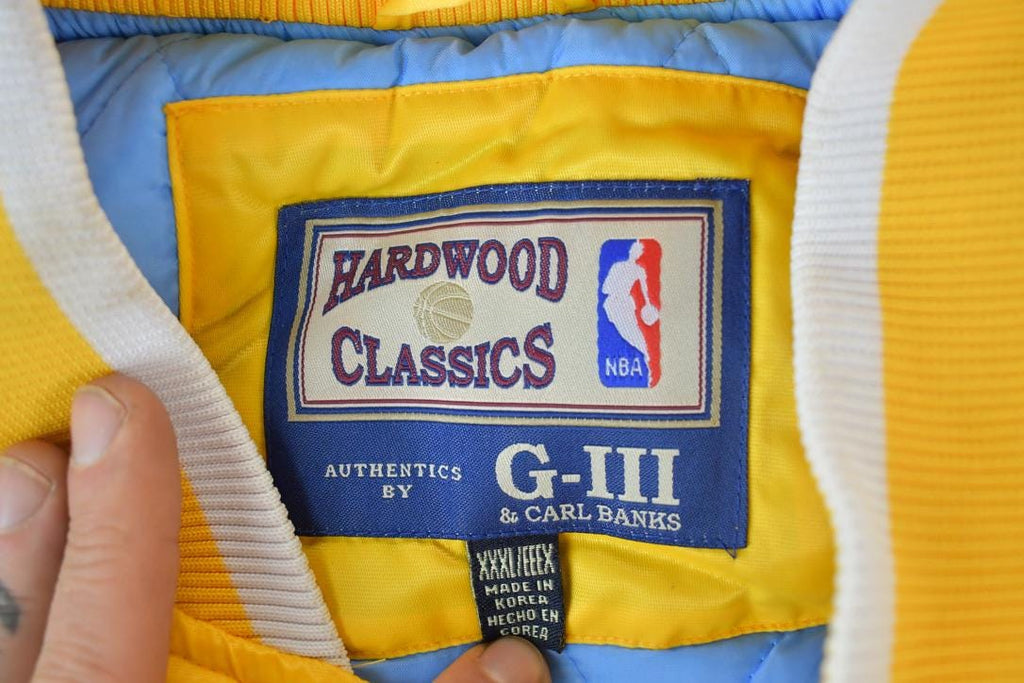 Vintage 1990s Deadstock NBA Hardwood Classics MPLS Minneapolis Lakers Satin Button Up Windbreaker Basketball Jacket