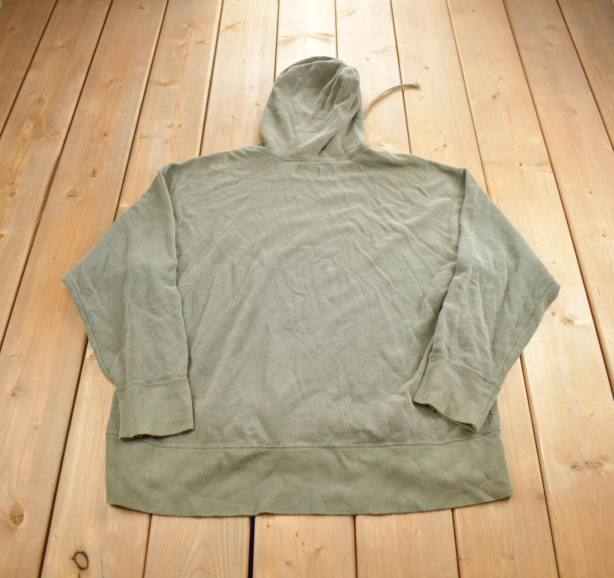 Vintage 1990s Silver Tab Distressed Blank Thermal Hoodie