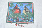 Vintage 1990s Winter Cardinal Scene Lee Short Sleeve Crewneck Sweater
