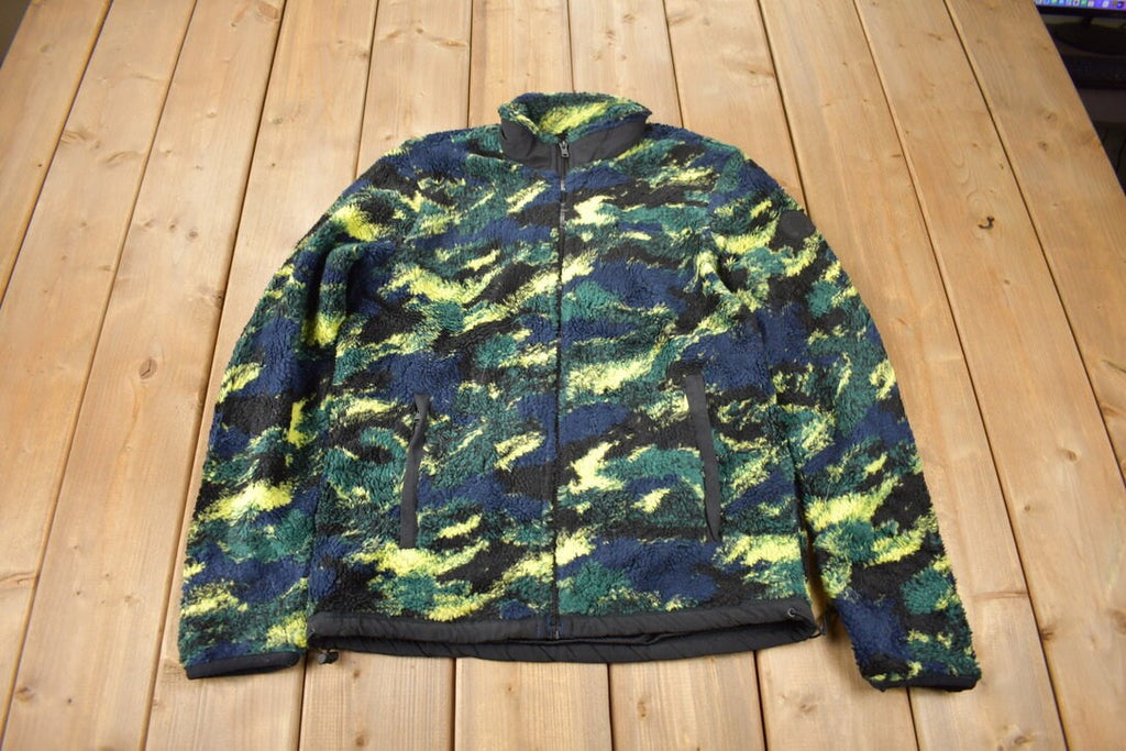 Vintage Y2K American Eagle Tiger Camo Fleece Sweater Size S