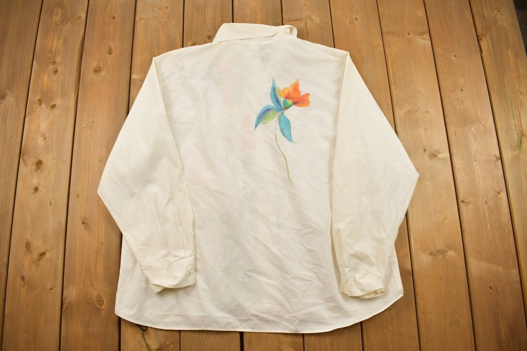 Vintage 1990s Abstract Flower Button Up Shirt