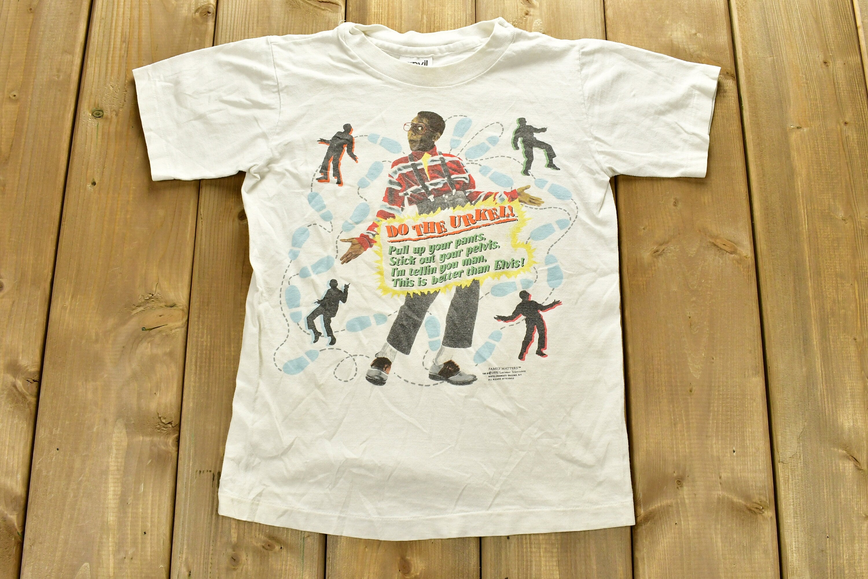 Vintage 1991 Family Matters Do The Urkle Graphic TV Promo Youth Sized T-Shirt