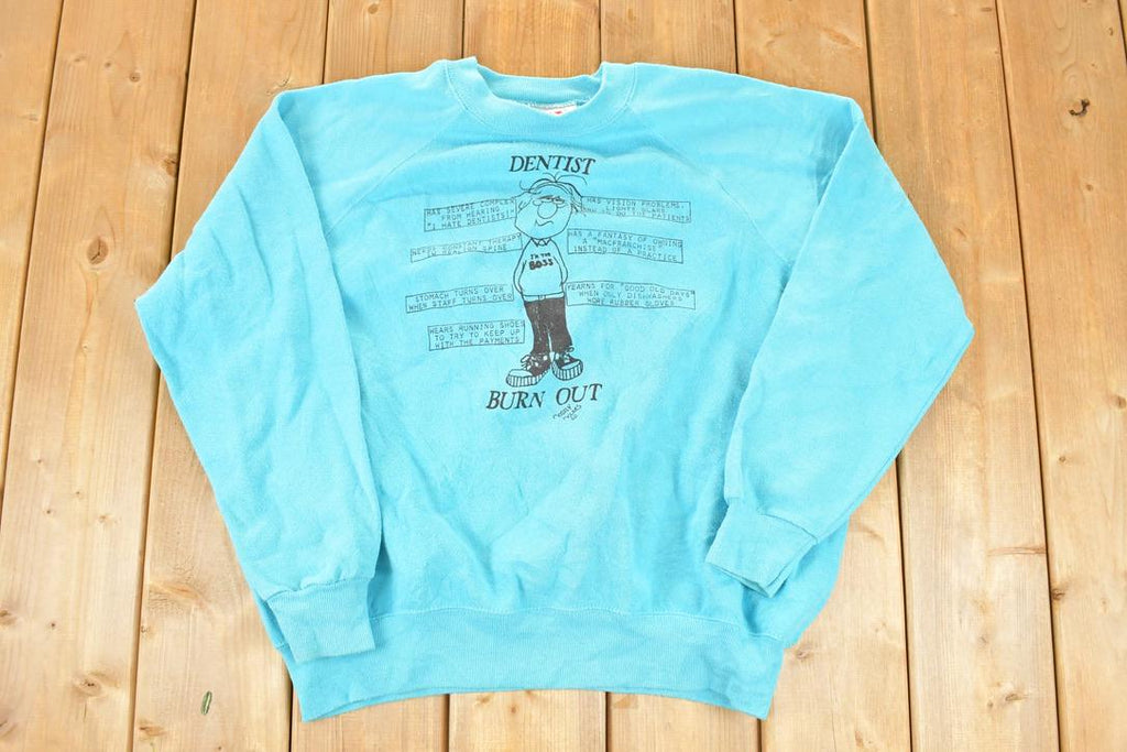 Vintage 1990s Dentist Burnout Cartoon Crewneck Sweatshirt Men's XL