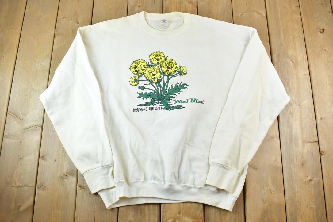 Vintage 1990s Weed Man Dandy Lions Crewneck Sweatshirt