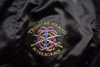 Vintage 1980s Treasure Island Mirage Embroidered Snap Button Satin Jacket Made In USA