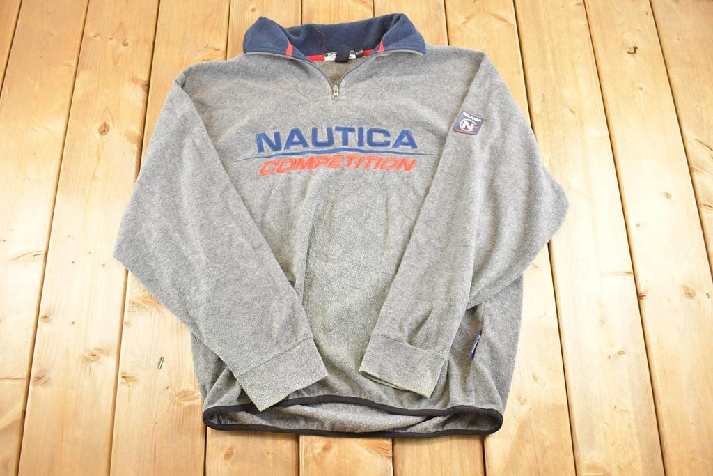 Vintage 1990s Nautica Competition Fleece Sweater Men's M / Outdoorsman / 90s Outdoorsman Sweater / Fleece Hiking Zip up