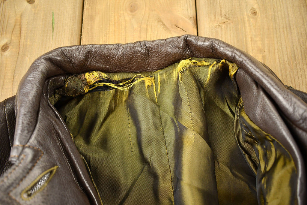 Vintage 1980s Brown Leather Button Up Jacket