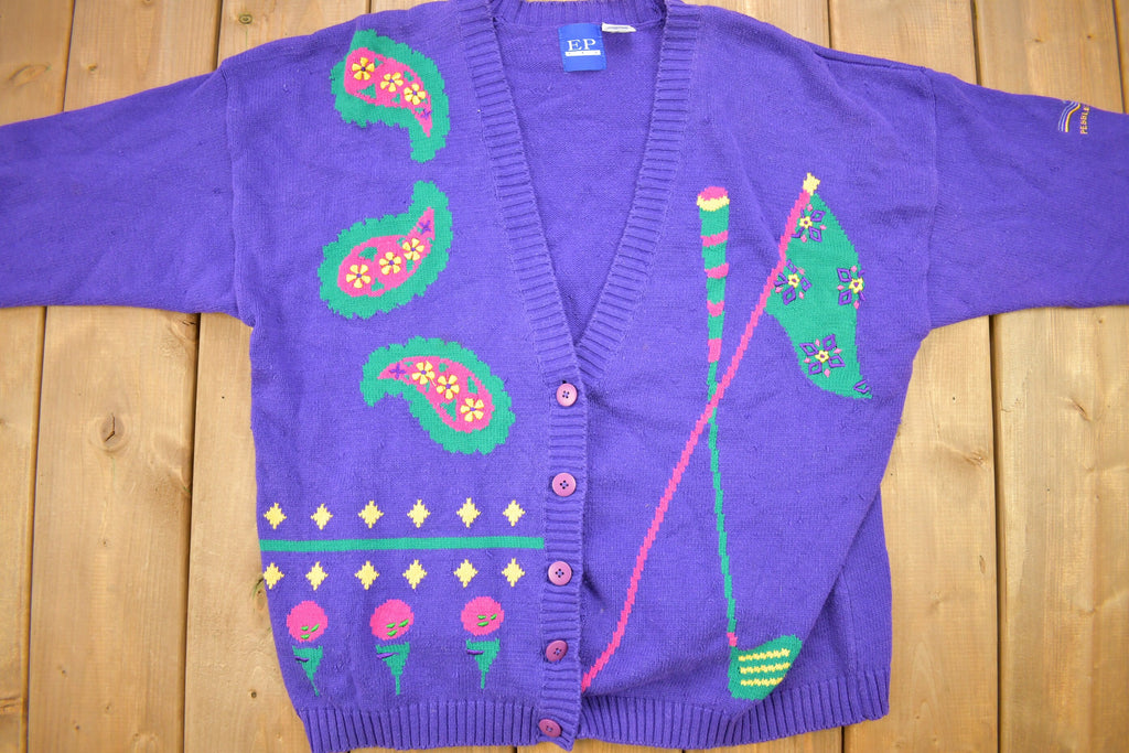 Vintage 1990s EP Pro Golding Theme Knitted Cardigan Sweater