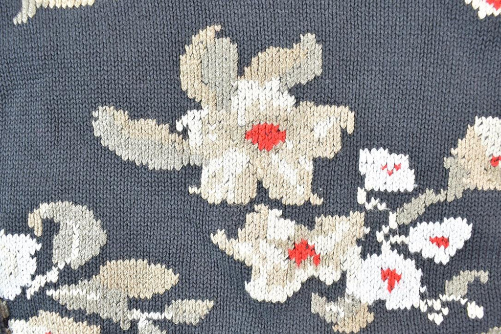 Vintage 1990s Jones New York Floral Knit Crewneck Sweater / 90s Crewneck / Made In USA / Preppy Knit