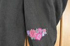 Vintage 1990s Morning Sun Floral Theme Graphic Print Double Collar Crewneck Sweatshirt Womens L / Made In USA / 90's Flower Sleeve Sweater