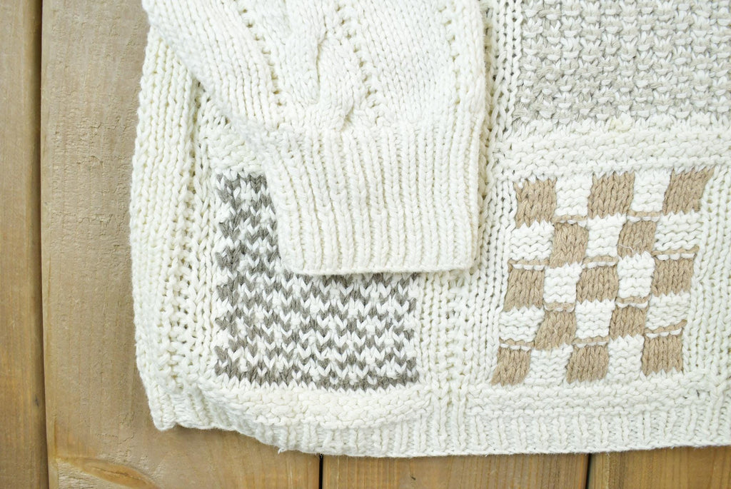 Vintage 1990s Hand Knitted Cie International Express Cable Knit Crewneck Sweater / 90s Crewneck / Made In Hong Kong / Preppy Hand Knit